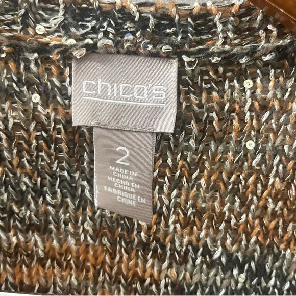 Chico’s Sequin Marled Open Cardigan Sweater Sz M - Picture 4 of 5